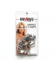 Rimba Bondage Play – Verstellbare Nippelklemmen mit Kette – Silber