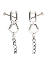 Rimba Bondage Play – Verstellbare Nippelklemmen mit Kette – Silber