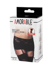 Amorable by Rimba - Panty mit Strapsen und Strümpfen - One Size - Schwarz