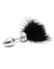 3: Rimba - Buttplug, KLEIN masiv Edelstahl mit schwartze Feder (unisex)