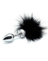 Rimba - Buttplug, KLEIN masiv Edelstahl mit schwartze Feder (unisex)