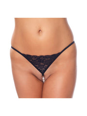 Amorable by Rimba - G-String mit Perlen - One Size - Schwarz