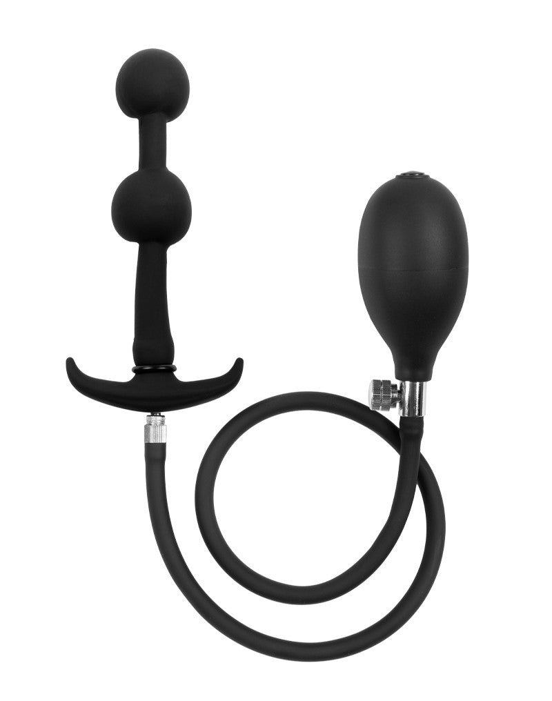 Rimba Latex Play - Aufblasbarer Analplug mit Doppelballon und Pumpe - Schwarz
