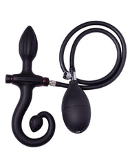 Rimba Latex Play - Aufblasbarer Analplug mit Griff und Pumpe - Schwarz