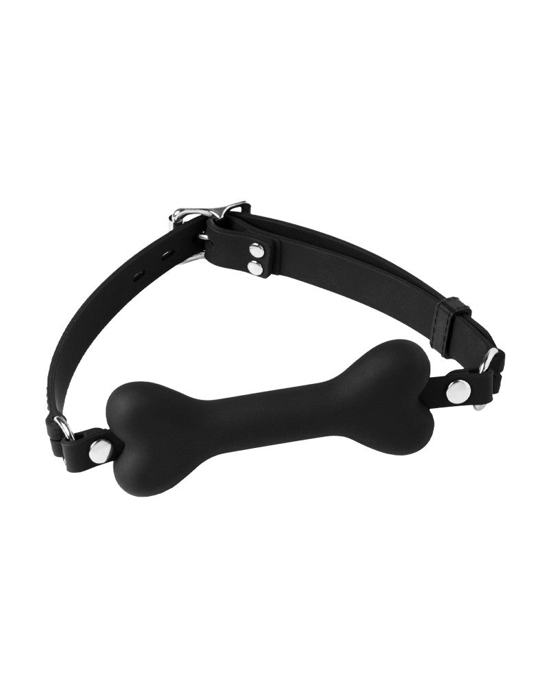 Rimba Latex Play - Mundknebel mit Hundeknochen - Schwarz