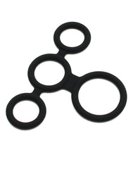 Rimba Latex Play - Quatro Cock Ring und Ball Splitter - Schwarz