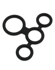 Rimba Latex Play - Quatro Cock Ring und Ball Splitter - Schwarz