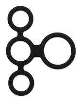Rimba Latex Play - Quatro Cock Ring und Ball Splitter - Schwarz