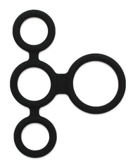 Rimba Latex Play - Quatro Cock Ring und Ball Splitter - Schwarz