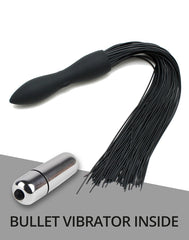 Rimba Latex Play - Peitsche mit vibrierendem Dildo - Schwarz