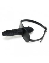 1: Rimba Bondage Play - Mundknebel mit Latex Dildo innen (4 x 6 cm) und aussen (4 x 13 cm) - Schwarz