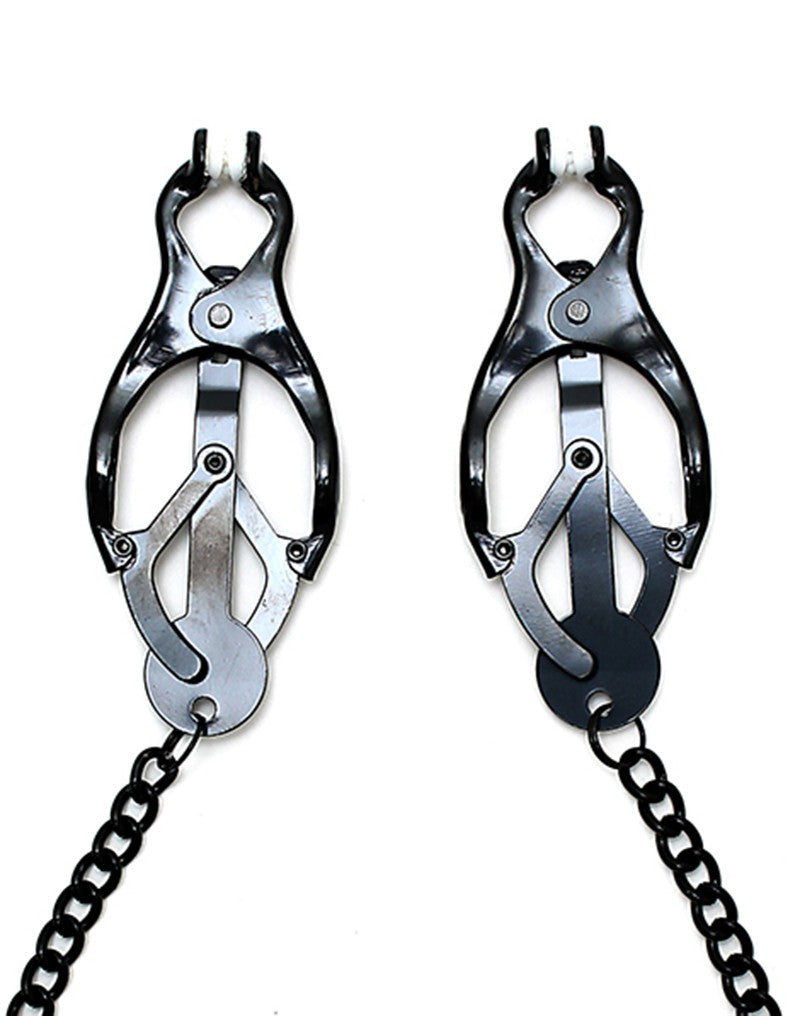 Rimba Bondage Play - verstellbare Nippelklemmen an Kette