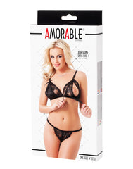 Amorable by Rimba - Offener BH mit Slip - One Size - Schwarz