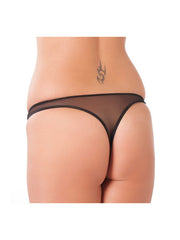 Amorable by Rimba - Offener String mit Perlen - One Size - Schwarz