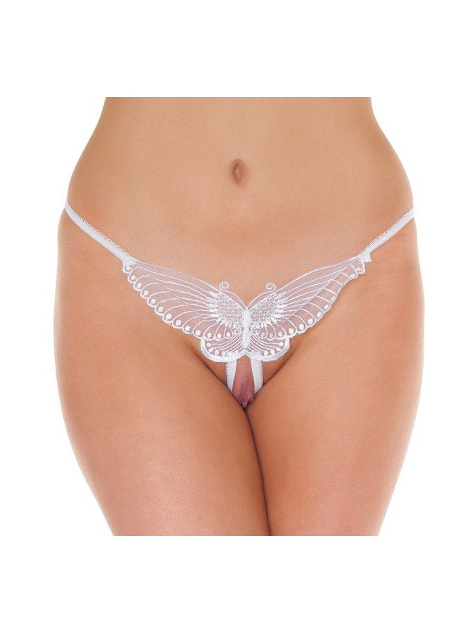 Amorable by Rimba - Offener Schmetterlingsstring - One Size - Weiß