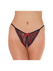 Amorable by Rimba - Open Tanga - One Size - Schwarz / Rot