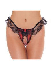 Amorable by Rimba - Offener String - One Size - Schwarz / Rot