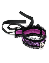 Rimba Bondage Play - Satin Look Kragen - One Size - Schwarz / Lila