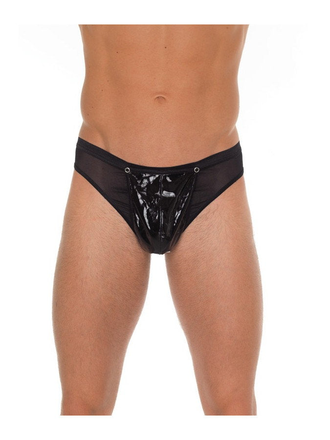 Amorable by Rimba - Transparenter String mit Lack-Optik - One Size - Schwarz