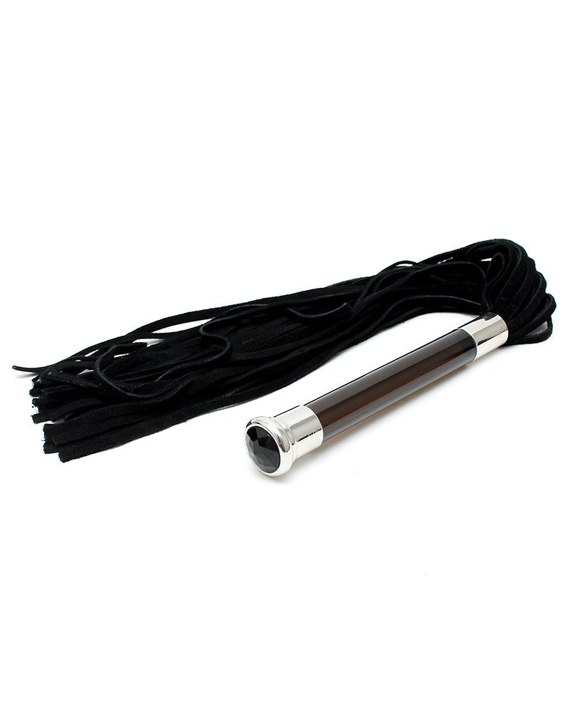 Rimba - Flogger aus Wildleder mit Glasgriff und Kristall