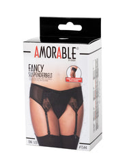 Amorable by Rimba - Strapshalter mit G-String und Strümpfen - One Size - Schwarz