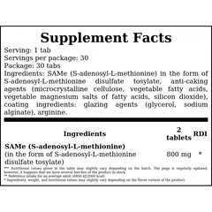 SAMe S-adenozylo L-metionina - 400mg - 30tabs
