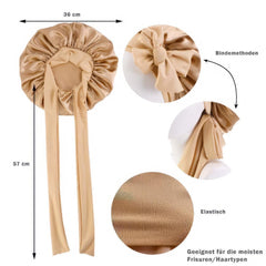 Satin Haarschlafhaube Bonnet zum Binden, gold