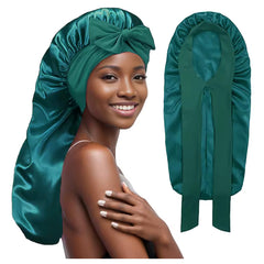 Satin Haarschlafhaube XL Bonnet zum Binden, türkis