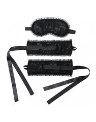 Satin Look Handschellen mit Maske
