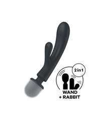 3: Satisfyer - Triple Lover - 2-in-1 Wand and Rabbit Vibrator - Grey