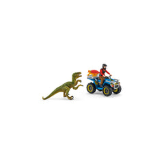 Schleich Flucht auf Quad vor Velociraptor