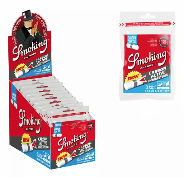 Smoking - Filter Slim Classic - Aktivkohle - Box - 10 x 120 Stück