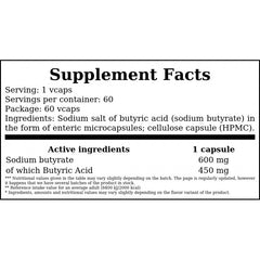 Sodium Butyrate Forte 600mg - 60vcaps. x25