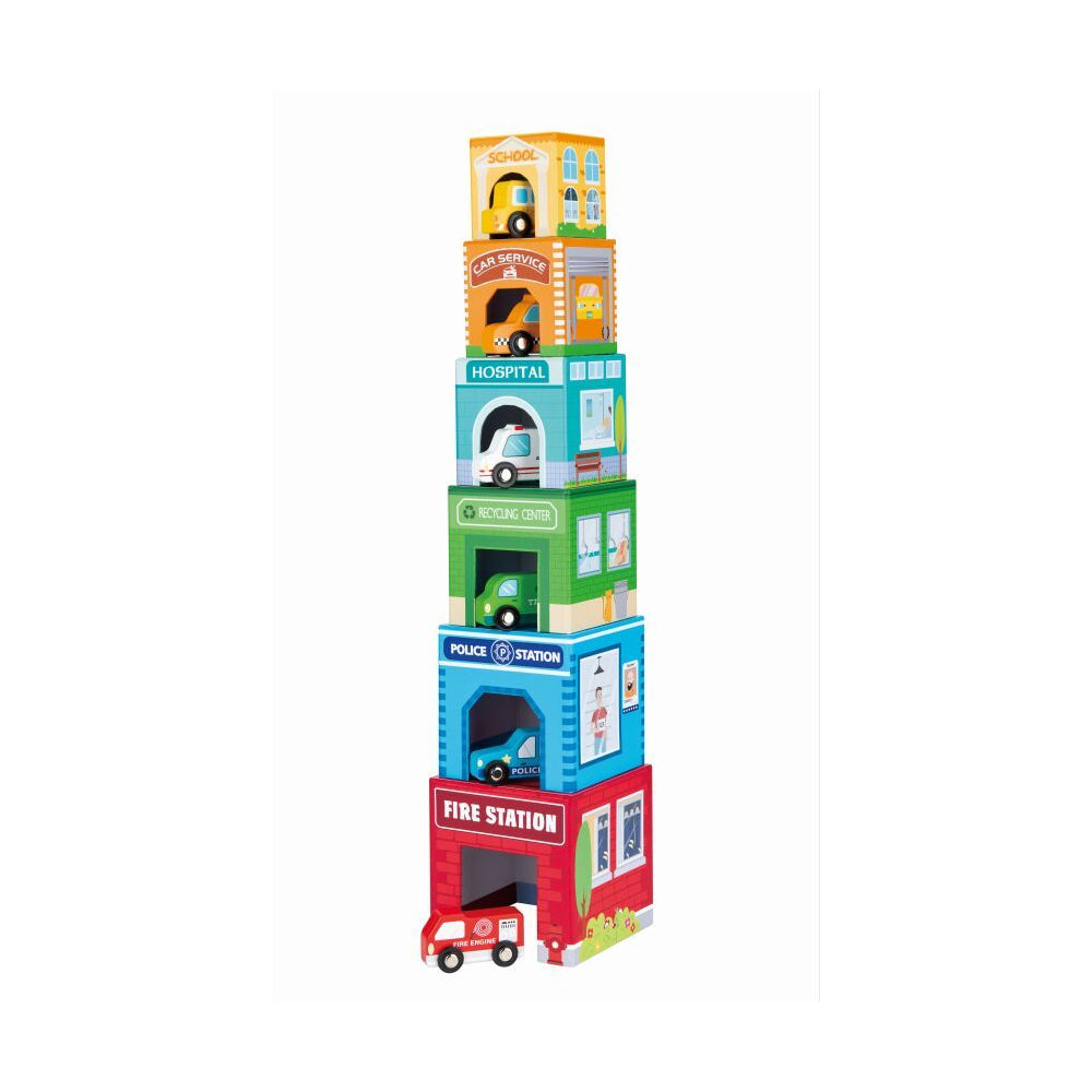 Spielba Stapelturm mit 6 Autos