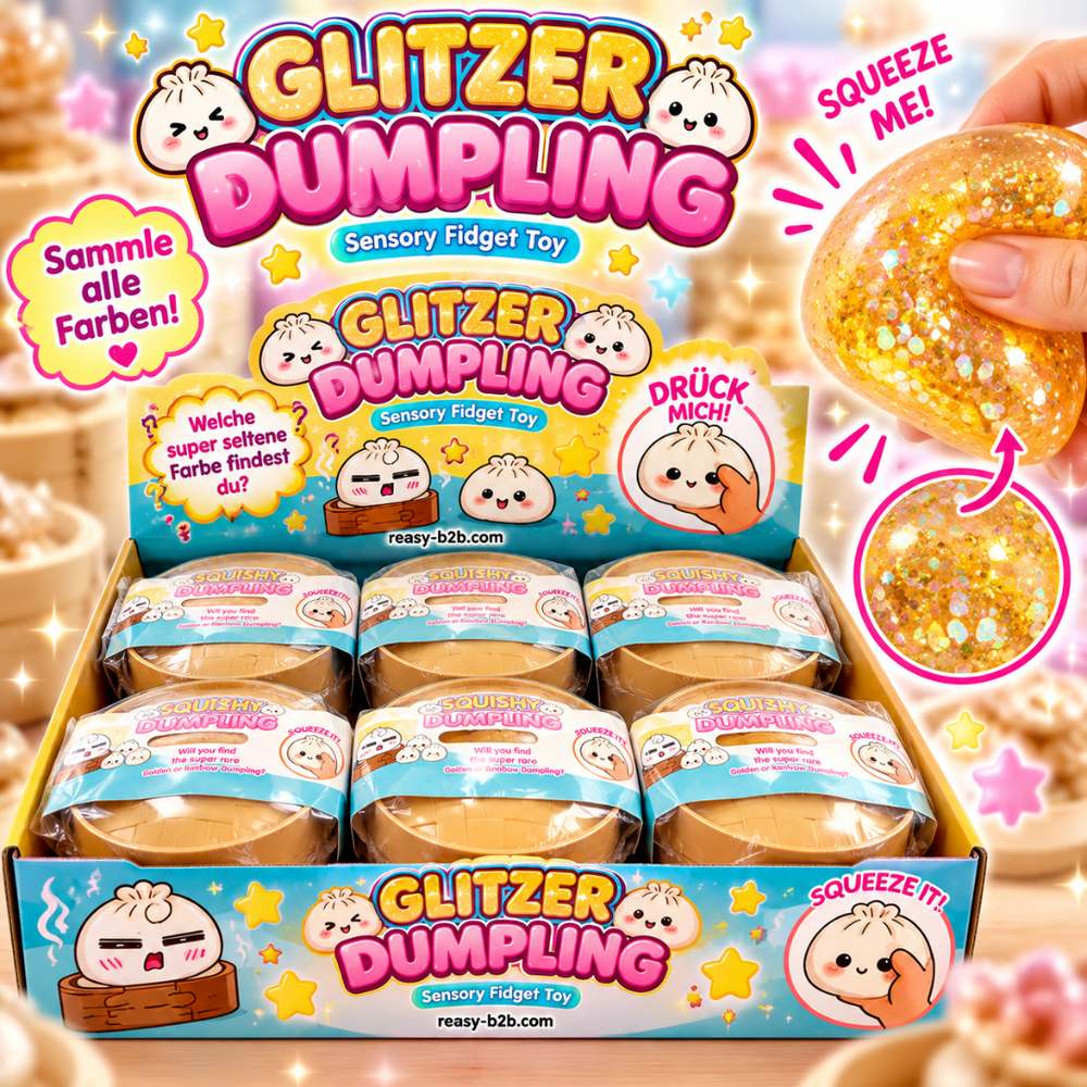 Squishy Dumpling Glitzer Smiley 8,5cm