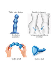 Strap-On-Me - Dildo Plug Balls Größe XL - Metallisches Blau