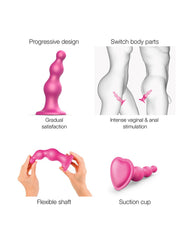 Strap-On-Me - Dildo Plug Beads Größe L - Metallisches Rosa