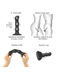 Strap-On-Me - Geisha Balls - Dildo mit rotierenden Kugeln Größe M - Schwarz