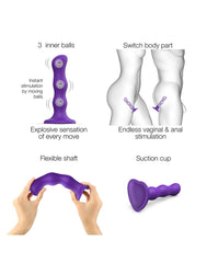 Strap-On-Me - Geisha Balls - Dildo mit rotierenden Kugeln Größe XL - Violett