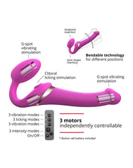 Strap-On-Me - Multi Orgasm - Strap-On Vibrator mit Leckstimulator Größe XL - Rosa
