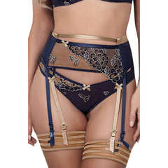 V-9332 garter belt blue-beige