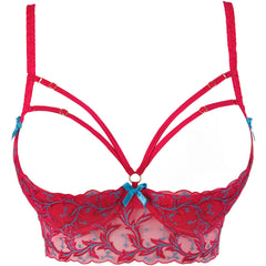 V-9671 bustier red with open cups