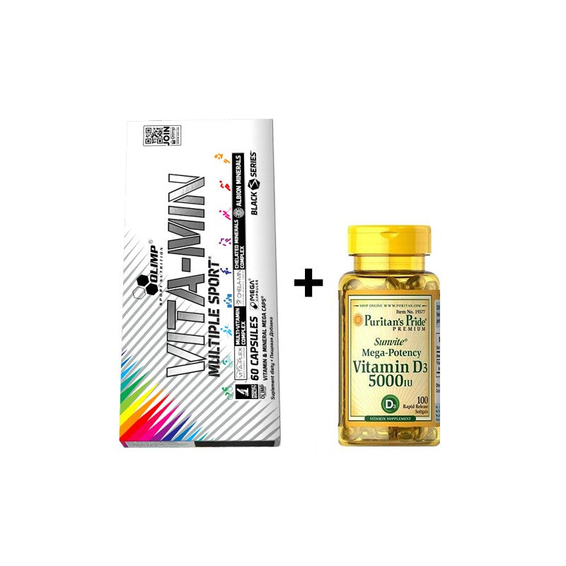 Vita-Min Multiple Sport - 60caps. + Vitamin D3 5000 IU - 100softgels.