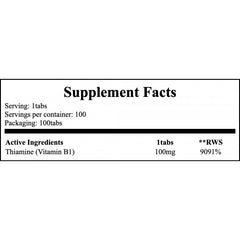 Vitamin B-1 Thiamine 100mg - 100tabs x12