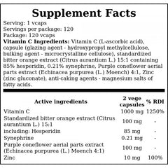 Vitamin C 1000mg + Bioflavonoids - 120vcaps.