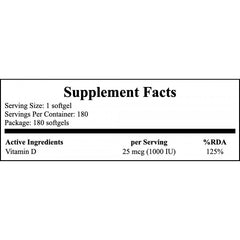 Vitamin D3-1000 IU - 180 softgels x12