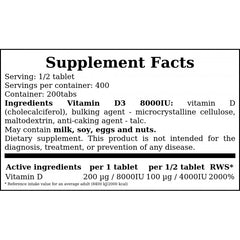 Vitamin D3 8000IU - 200tabs.