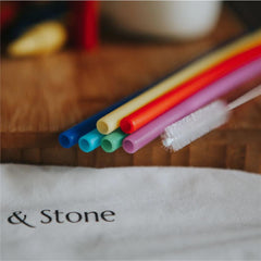 Silikon Trinkhalme, Regenbogenfarben, BPA frei und Vegan - 6er Pack