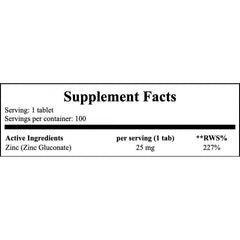 Zinc Gluconate 25mg - 100tabs.