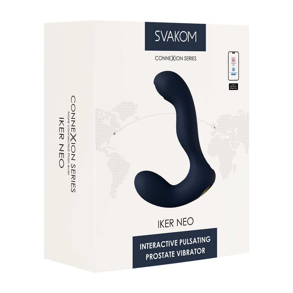 SVAKOM - Iker Neo - Interaktiver pulsierender Prostata-Vibrator, App-Steuerung - Marineblau